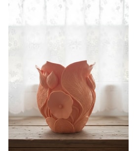 Turuncu Floral Tasarımlı 3D Vazo Şık Ev Dekorasyon Aksesuarı