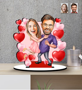Sevgililer Günü Hediyesi Kalp Balonlu   Karikatür   Mdf  Biblo (Çok Renkli)