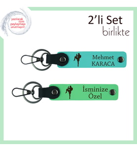 Tekvando Temalı Kalıcı Hediye, Sporcu Ruhlu Kız Arkadaşa Yazı Eklenebilir Set, Turkuaz-Fıstık Yeşil