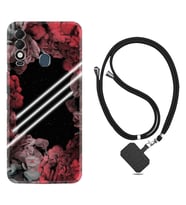Tecno Spark 8T Kılıf Silikon Boyun Askılı İpli Desenli Silikon Flowers Line 1732