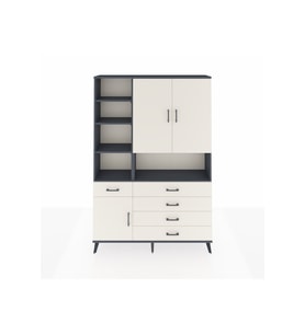 Arges Gardrop 8 Raflı 5 Çekmeceli 3 Kapaklı 132x30x195 Antrasit-Aytaşı