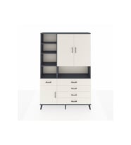 Arges Gardrop 8 Raflı 5 Çekmeceli 3 Kapaklı 132x30x195 Antrasit-Aytaşı