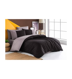 Kingsize Poplin Nevresim Diamond Siyah Antrasit