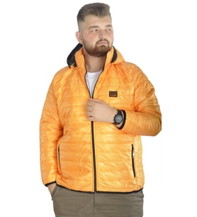 Mode XL Büyük Beden Mont Kapitone Kapşonlu 22602 Sarı
