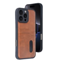 Apple İphone 16 Pro Max Kılıf Sara Kartvizitli Deri Kılıf - Taba