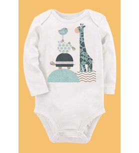 Organik Baskılı Pamuklu Unisex Bebek Body UZUNKOLE54