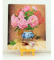 BONCUKLU TAŞLI MOZAİK ELMAS GOBLEN PANO TABLO RESİM PUZZLE DIAMOND PAINTING 21X25- ÇİÇEK MODELİ