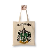 Slytherin 02 Beyaz Bez Çanta Uzun Saplı Alışveriş Çantası Plaj Çantası
