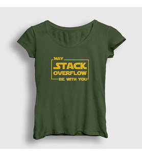 Presmono Kadın Haki Stack Overflow Developer Yazılımcı T-Shirt 340789tt (Haki)