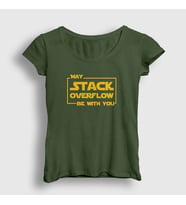 Presmono Kadın Haki Stack Overflow Developer Yazılımcı T-Shirt 340789tt (Haki)