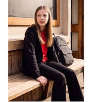 LCW Kids Siyah Kapüşonlu Kız Çocuk Fermuarlı Sweatshirt