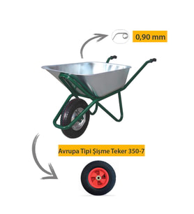 Kanat Pro Galvanizli Demonte El Arabası 0.90 mm Sac Avrupa Tipi Şişme Teker