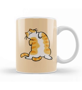 Cute Ginger Cat Orange Tabby Cat Kedi Kupa Bardak Porselen