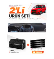 e-biz FORD COURİER (2013-2020) EKRANLI Uyumlu Torpido Örtüsü + Deri Çanta - Siyah-Gri - FO003