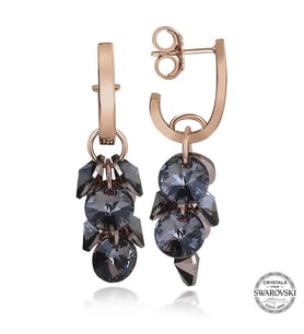 Swarovski Crystal Taşlı Gümüş Salkım Sallantılı Çivili Kadın Küpe