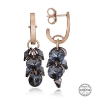 Swarovski Crystal Taşlı Gümüş Salkım Sallantılı Çivili Kadın Küpe
