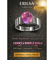 Sertifikalı Pembe Aura Kuvars Yüzük Doğal Taş Ayarlanabilir El Yapımı Şık Tasarım (Çok Renkli)