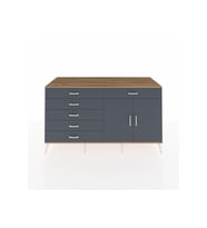 Kronos Konsol Tek Raflı 6 Çekmeceli 2 Kapaklı 176x59x99 Çam-Antrasit
