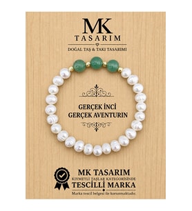 GERÇEK İNCİ GERÇEK AVENTURİN BİLEKLİK MK.7000.838- RAHATLIK-DİNGİNLİK-ENERJİ- STRES BİLEKLİĞİ