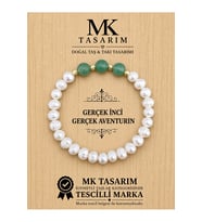 GERÇEK İNCİ GERÇEK AVENTURİN BİLEKLİK MK.7000.838- RAHATLIK-DİNGİNLİK-ENERJİ- STRES BİLEKLİĞİ