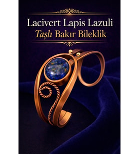 Kadın Bakır Bileklik Doğal Lacivert Lapis Lazuli Taşlı Otantik Model Bilezik Her Bileğe Uygun