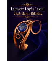 Kadın Bakır Bileklik Doğal Lacivert Lapis Lazuli Taşlı Otantik Model Bilezik Her Bileğe Uygun