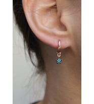925 Ayar Gümüş Firuze Taşlı Rose Yıldız Küpe - K014501