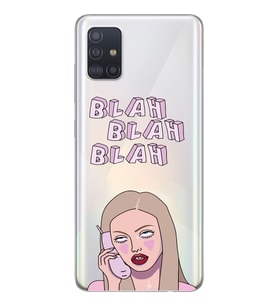 Samsung Galaxy A51 Uyumlu Blah Blah Blah Mean Girls Desenli Şeffaf Telefon Kılıfı