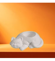 Dekoratif Kedi Mumluk, Taş Tozu Ham Beyaz El Yapımı, Ev Dekoru, Masa Dekoru, Biblo