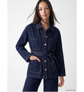 LCW EVERYDAY İndigo Kuşaklı Kadın Jean Ceket