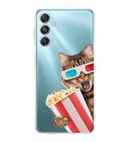 PrintiFy Samsung Galaxy M34 5G ile Uyumlu Kedi 1 Kamera Korumalı Şeffaf Kılıf