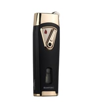 Quantoro Çift Torch Pürmüz Siyah-Gold Metal Puro Çakmağı - TRZ1055