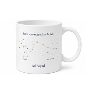 Astronom Arkadaşa Takımyıldızı Çizimli Kupa Bardak Yıldız Hediye