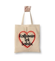 Kalbimin Tek Sahibi Sevgililer Günü Sevgiliye Hediye 08 Bez Çanta Alışveriş Çantası (Beyaz)