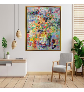 Tablore Modern Soyut Renkli Halka Desenli Kanvas Tablo Salon Duvar Dekoru