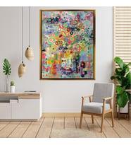 Tablore Modern Soyut Renkli Halka Desenli Kanvas Tablo Salon Duvar Dekoru