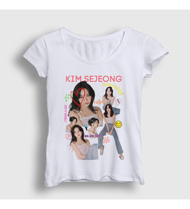Presmono Kadın Beyaz Poster Kim Sejeong T-Shirt 524039tt (Beyaz)