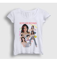 Presmono Kadın Beyaz Poster Kim Sejeong T-Shirt 524039tt (Beyaz)