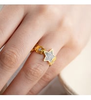 Vaoov 925 Ayar Gümüş Ayarlanabilir Yıldız Yüzük (Gold)