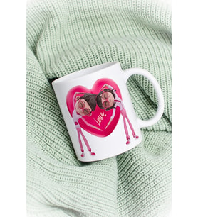 Mutlu Çiftler Love Kalp Baskılı Hediye Kupa Bardak Porselen Çay Kahve Fincanı