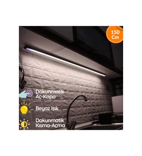 Mutfak Tezgah Üstü Dokunmatik Led Bar Aydınlatma BEYAZ IŞIK 150 cm