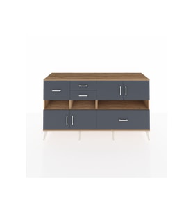 Kronos Konsol 5 Raflı 4 Çekmeceli 4 Kapaklı 176x59x99 Çam-Antrasit