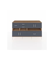 Kronos Konsol 5 Raflı 4 Çekmeceli 4 Kapaklı 176x59x99 Çam-Antrasit