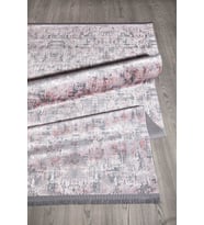 Pembe Renkli Parlak Altı Kaymaz İnce Makinede Yıkanabilir Halı