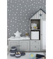 Yıldız Duvar Sticker Bebek Ve Çocuk Odası Dekoratif Duvar Çıkartma 3-4-5 Cm 130 Adet Gri