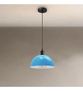RİOLİGHT MODERN,VİNTAGE,RETRO,RUSTİK AÇIK MAVİ 1XE27 DUYLU METAL TEKLİ SARKIT AVİZE ÇAP:30CM