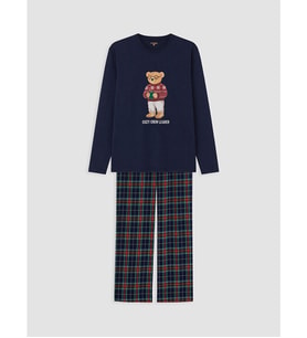 LC WAIKIKI Lacivert Ayı Teddy Baskılı Erkek Pijama Takımı