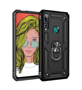 Huawei Y9 Prime 2019 Kılıf Metal For Car Yüzüklü Standlı Military Ring Serisi (Siyah)