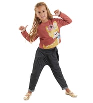 Ceylan Kız Çocuk T-shirt Pantolon Takım (Kahverengi)