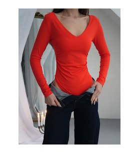 Kadın V Yaka Polyamid Bodysuit